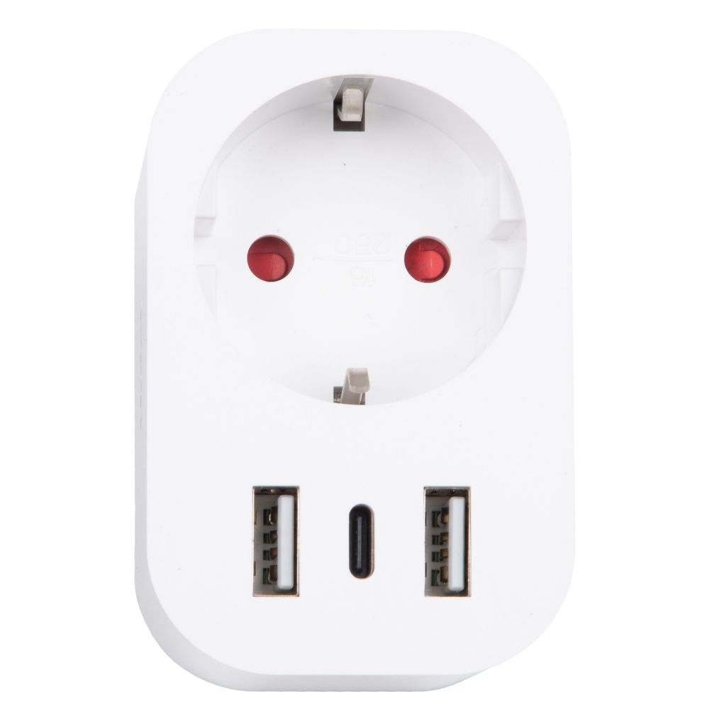 USH-A103 1G-UC-WF WHITE Умная розетка Wi-Fi. 2USB+Type-C 5В. 2.4A. 16A. До 3680Вт. Голосовое управление+приложение UnielSmart. TM Uniel