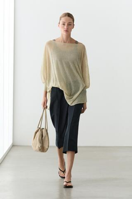 Massimo Dutti Свитер-накидка из смесового льна, песочный