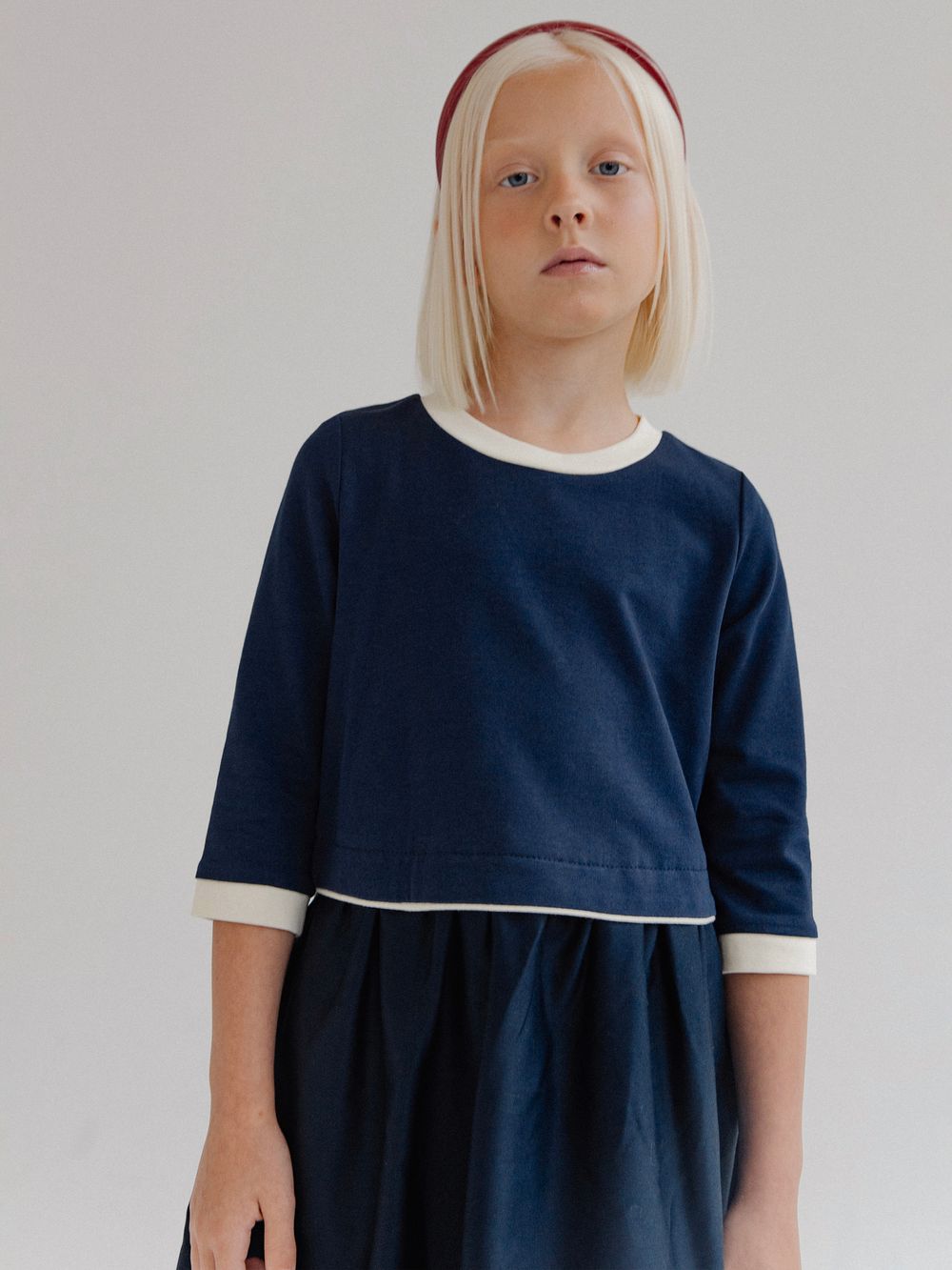 Платье с кантом ТЕМНО-СИНИЙ