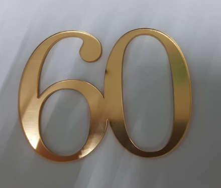 Топпер без шпажки цифра «60» золото 7,5*6 см