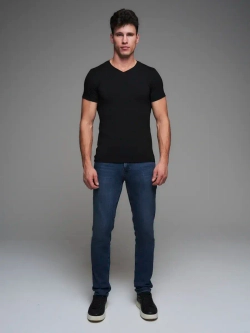 Футболка V-вырез однотонная облегающая