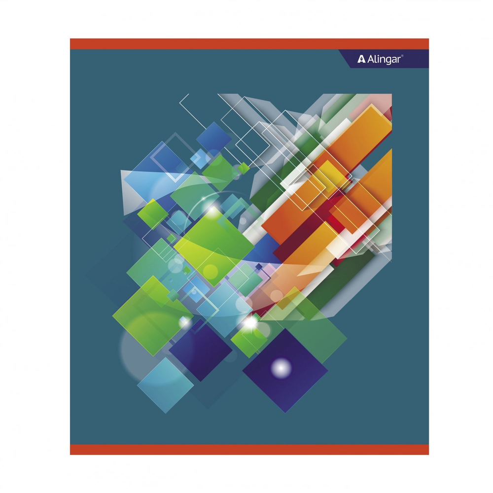 Тетрадь 36л., А5, клетка, Alingar "New line", скрепка, мелованный картон (стандарт) , блок офсет, 4 дизайна в пленке т/у