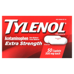 Tylenol, ацетаминофен, обезболивающее и жаростойкое средство для взрослых, 500 мг, 50 капсул