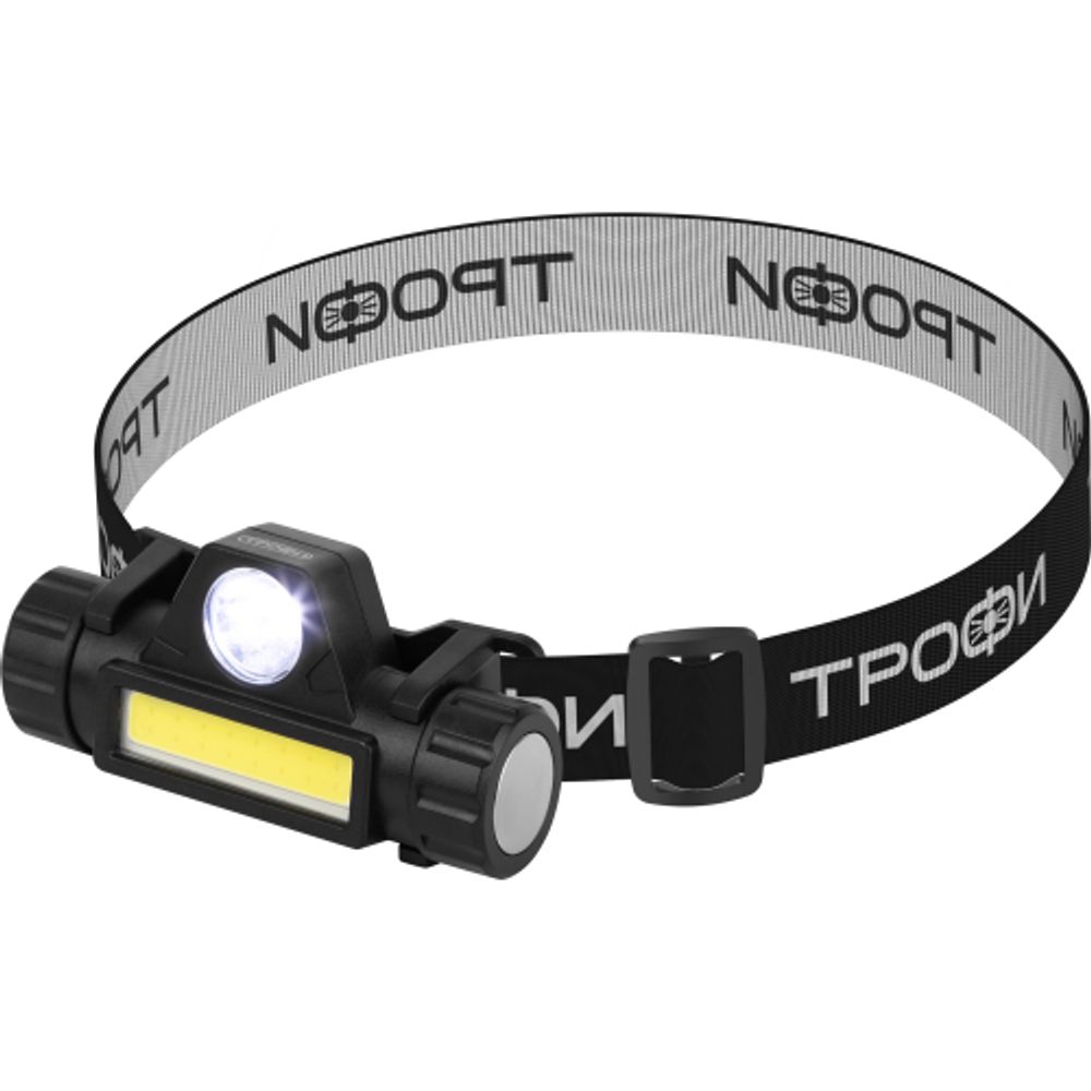 Фонарь налобный светодиодный Трофи GA-101 аккумуляторный 3 Вт COB + 3 Вт LED 2 режима магнит