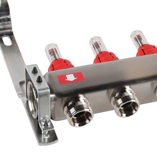 Коллектор Rommer 1"x3/4" на 9 контуров с расходомерами и запорными клапанами RMS-1201-000009