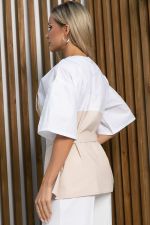 Блуза Альциона (бело-бежевая) Б13258-13М LT Collection