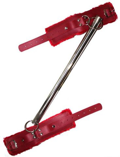 Распорка на руки с красными наручниками (Цвет: красный)