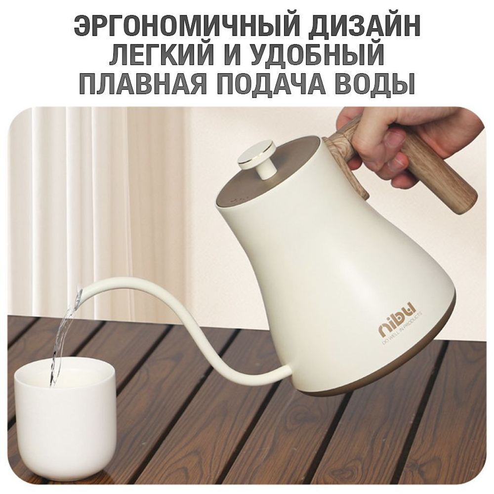 Чайник с регулировкой температуры нагрева (белый)