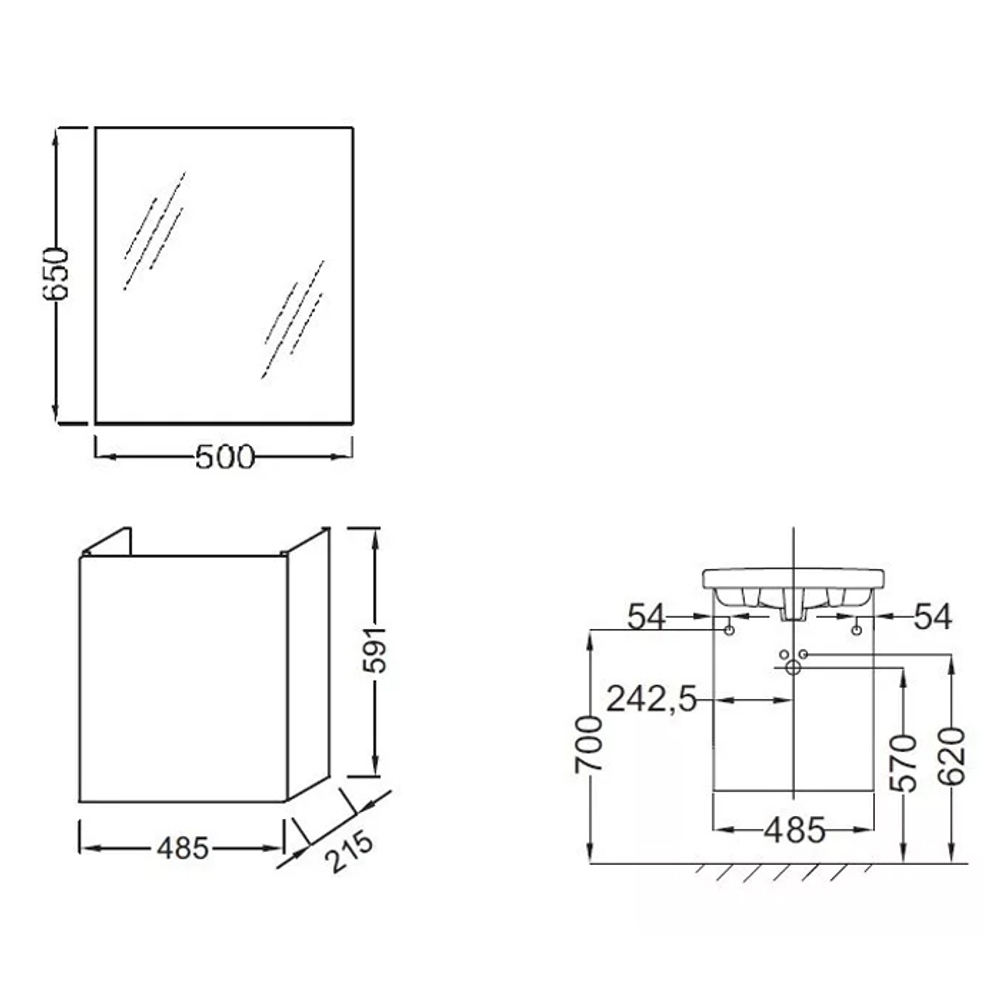Мебель под раковину Jacob Delafon 48х21 Odeon Up EB863RU-E5 светлый дуб схема