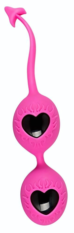Вагинальные шарики в силиконовой оболочке Devils Balls (Цвет: розовый с черным)