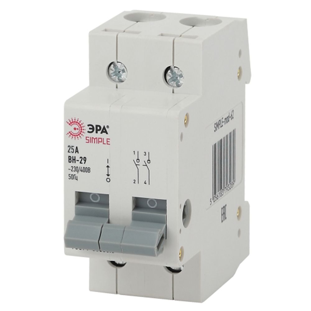 Выключатель нагрузки ЭРА SIMPLE SIMPLE-mod-60 2P 25А ВН-29 | Выключатели нагрузки
