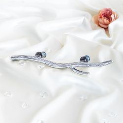 Ручка скоба мебельная Арт Бранч mini правая Античное серебро