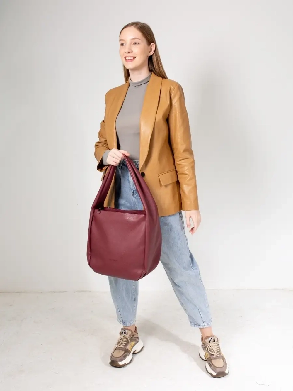 Сумка большая через плечо шоппер мешок