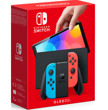 Игровая консоль Nintendo Switch (OLED-модель, цвет неоновый красный / синий)