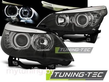 Передние фары Bmw 5 E60/E61 led angel eyes H7 black