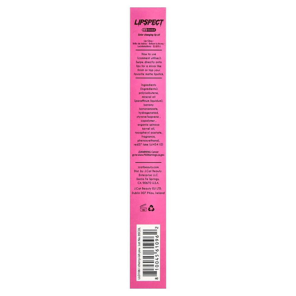 J.Cat Beauty, Lipspect, средство для губ, меняющее цвет, LLO106 I, вишневый, 3 мл (0,1 жидк. унции)