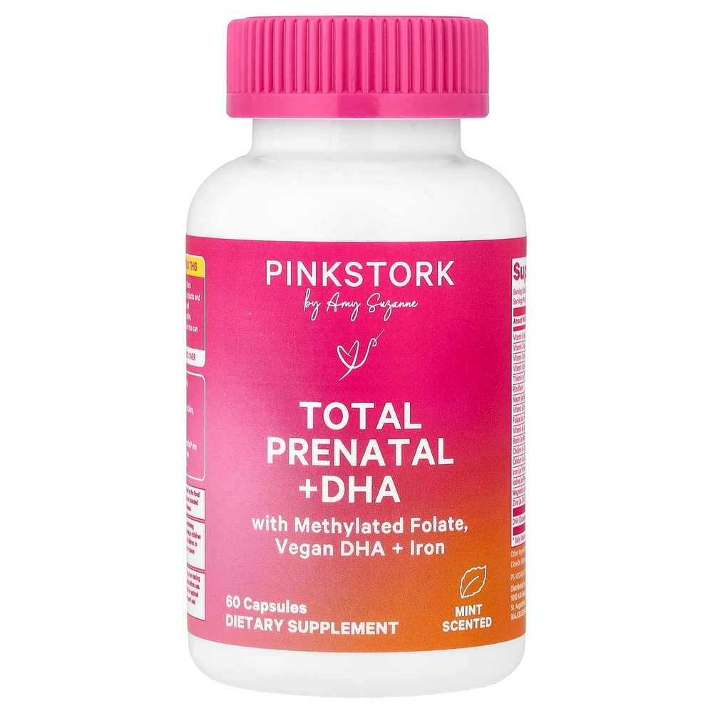 Pink Stork, Total Prenatal + DHA, мята, 60 капсул