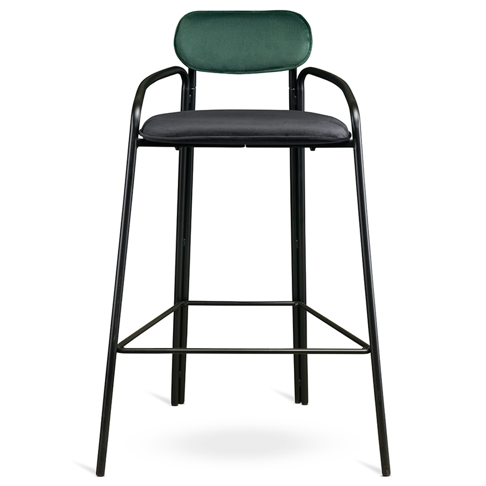 Стул барный Ror, round, велюр, черный/темно-зеленый/черный