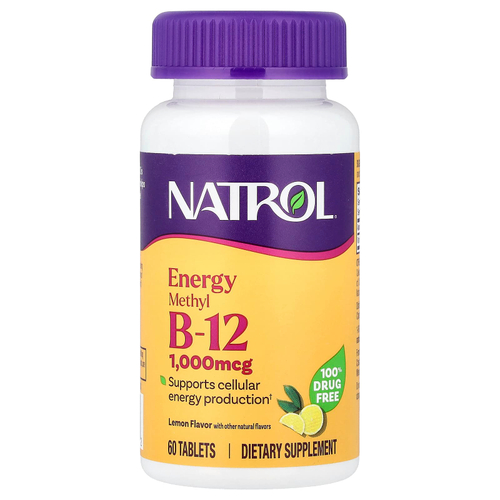 Natrol, метил B12, лимон, 1000 мкг, 60 таблеток