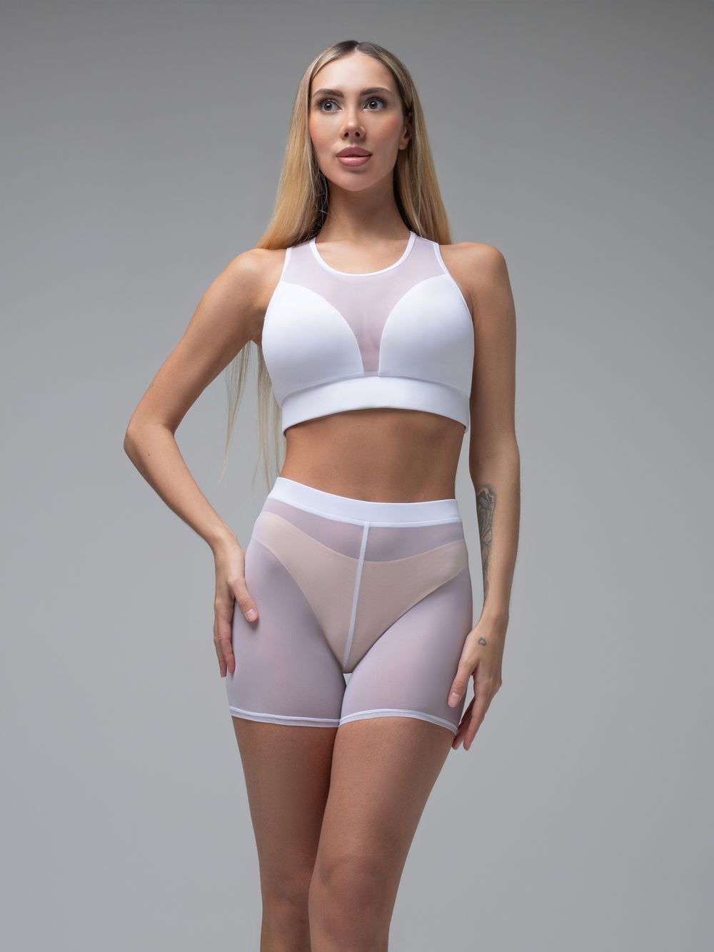 Shadow Midi Biker Shorts, White