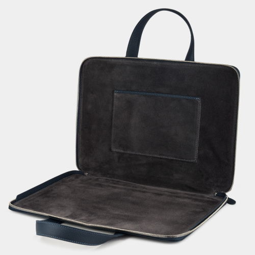 Сумка для MacBook Pro 13 - 14 с карманами из кожи теленка, синего цвета