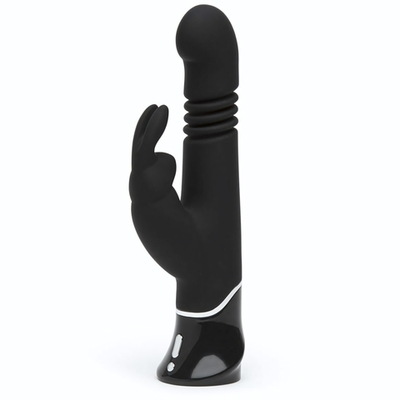 Черный хай-тек вибратор Greedy Girl Thrusting Rabbit Vibrator - 22,8 см. (Цвет: черный)