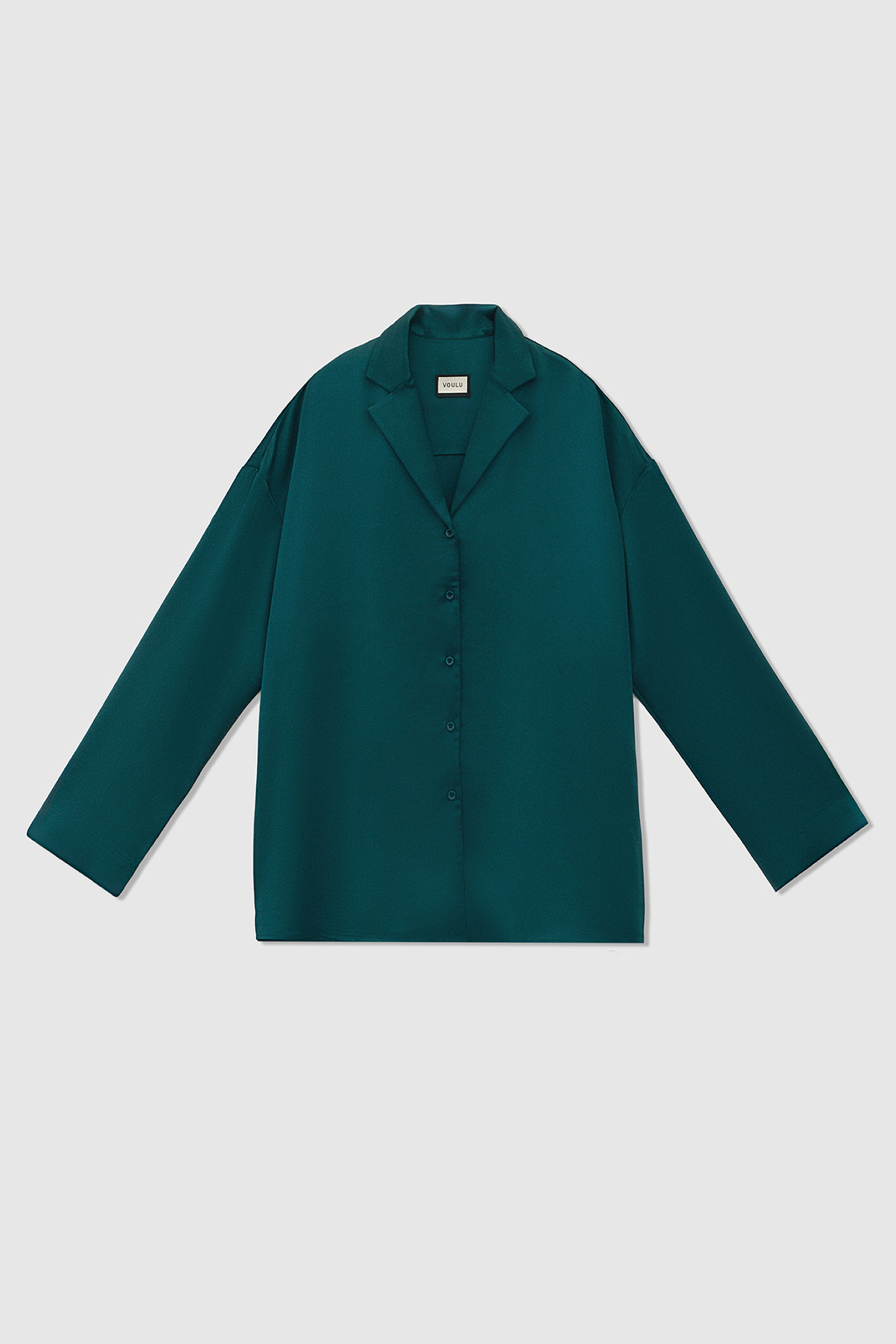 Рубашка из атласа изумрудная