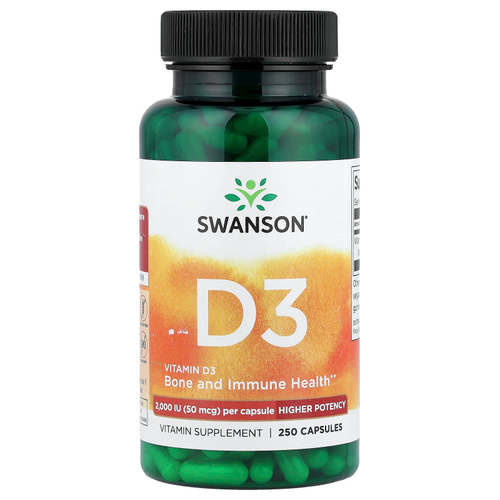 Swanson, Витамин D3, 2000 МЕ, 250 капсул