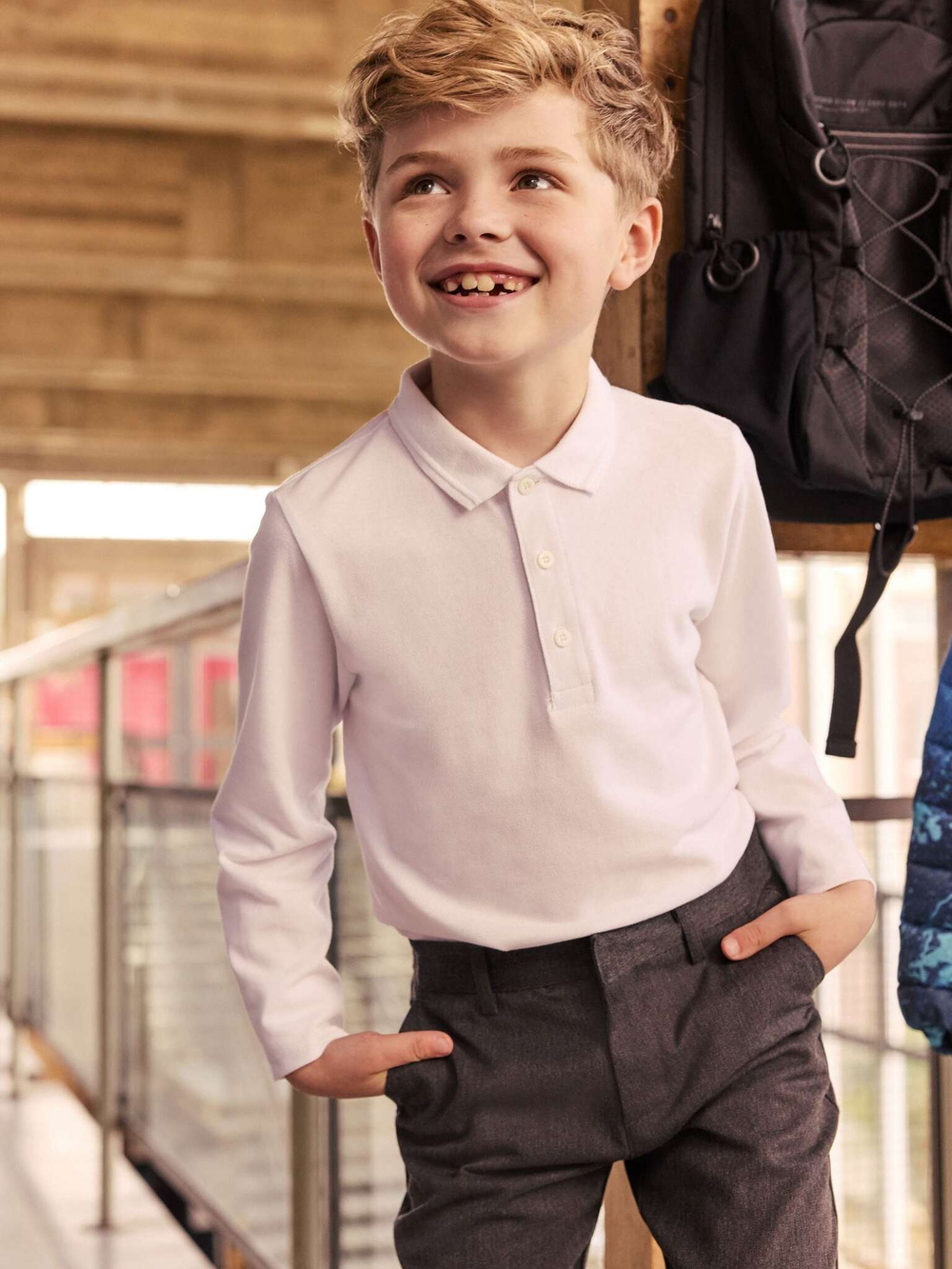 Поло с длинным рукам для мальчика Next 968-394, 2 шт., Белый