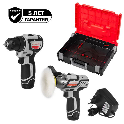 Набор электроинструмента ИНТЕРСКОЛ "Мастер-3": ДА-10/12В 36 МиниМАКС + АПМ-76/12Э (687.7.2.70)