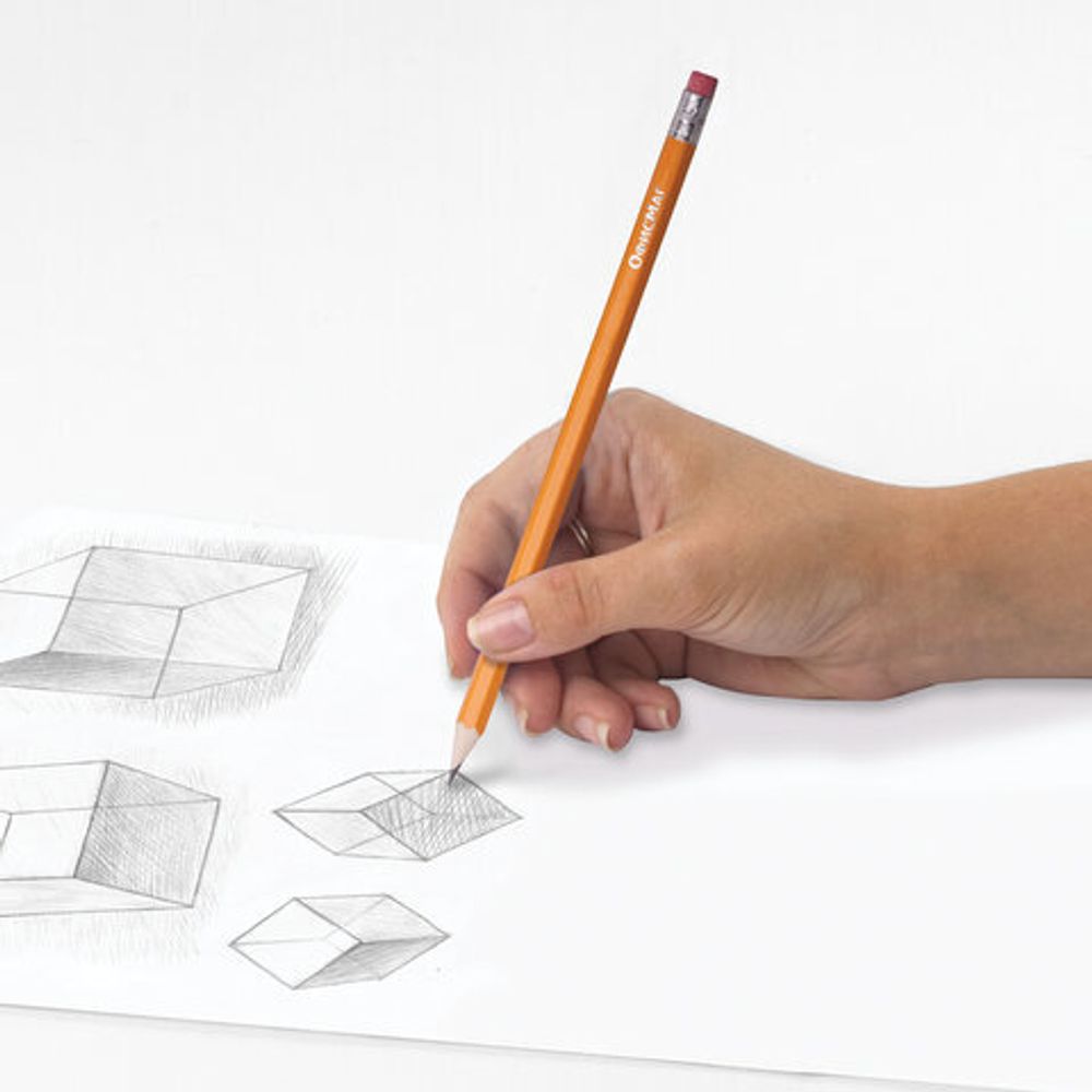 Карандаши чернографитные ОФИСМАГ НАБОР 48 шт., НВ, c резинкой, корпус желтый, заточенные, 180639