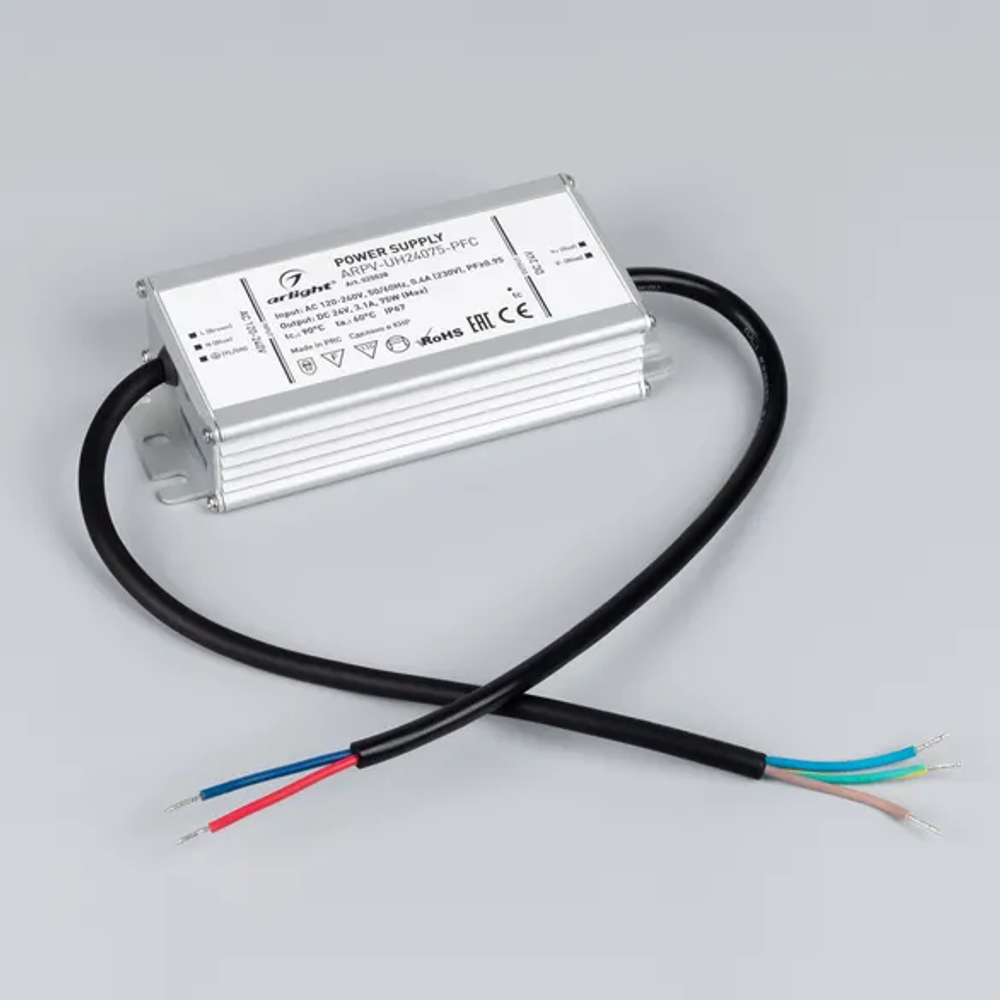 Блок питания ARPV-UH24075-PFC (24V, 3.1A, 75W) (Arlight, IP67 Металл, 7 лет) 025028