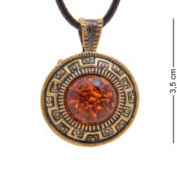 AM-3356 Подвеска «Жетон Волк» (латунь, янтарь)