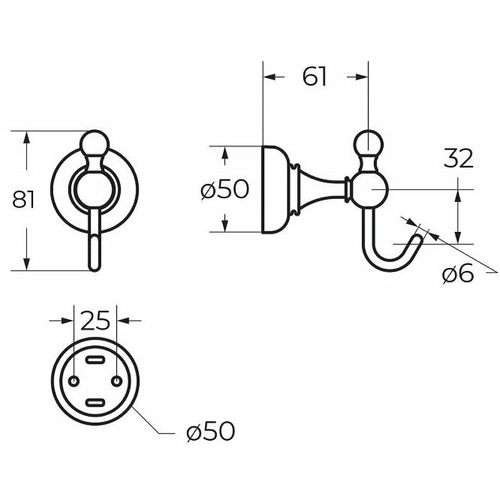 Крючок Cezares Aphrodite APHRODITE-HK1-02-Sw Бронза с кристаллом Swarovski