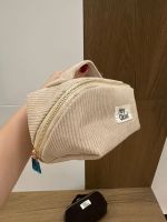 HEY GLOW Косметичка вельвет,велюр молочный, коричневый (большой)