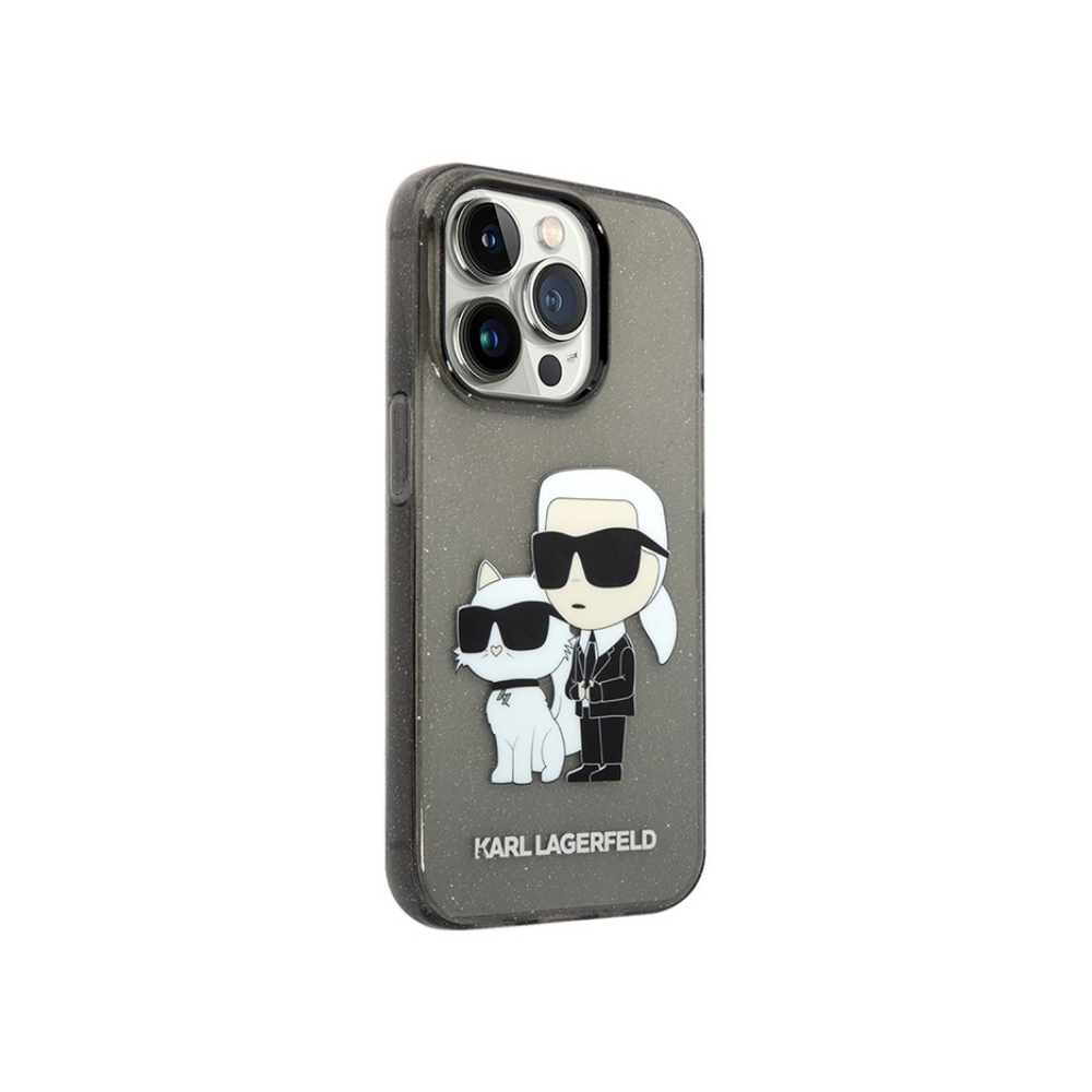 Чехол Karl Lagerfeld PC/TPU NFT Karl & Choupette для iPhone 15 Pro Hard Glitter Black (Чёрный)