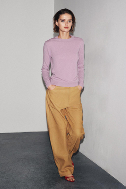 ZARA ДЖЕМПЕР ИЗ 100% КАШЕМИРА С ДЛИННЫМИ РУКАВАМИ, СВЕТЛО-СИРЕНЕВЫЙ