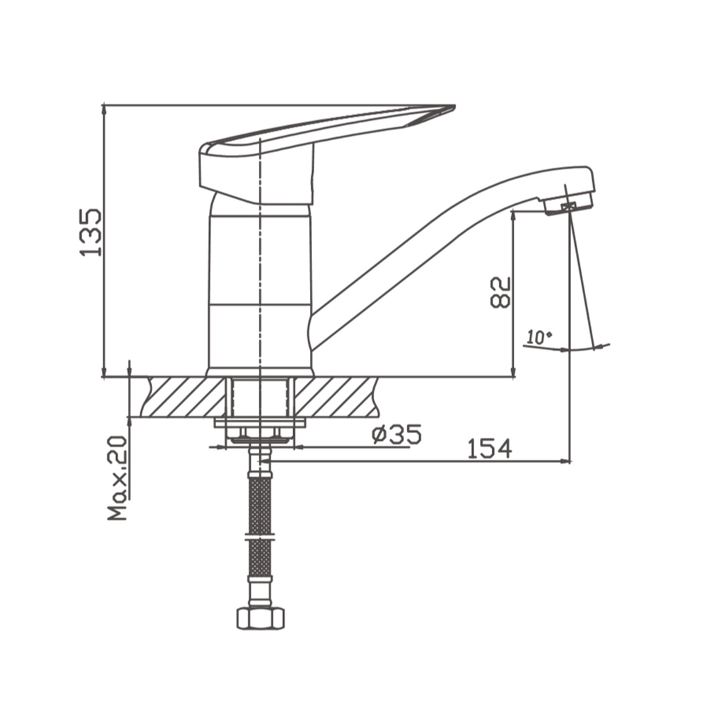 Смеситель для кухни 40к HB4507-2 HAIBA с/отв п/гайку