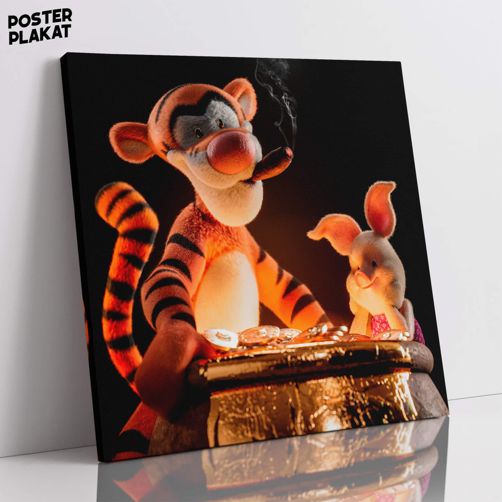 Картина для интерьера Тигра / Winnie-the-Pooh на холсте, персонаж мультфильма Дисней, холст с печатью на подрамнике, на стену, Постер Плакат