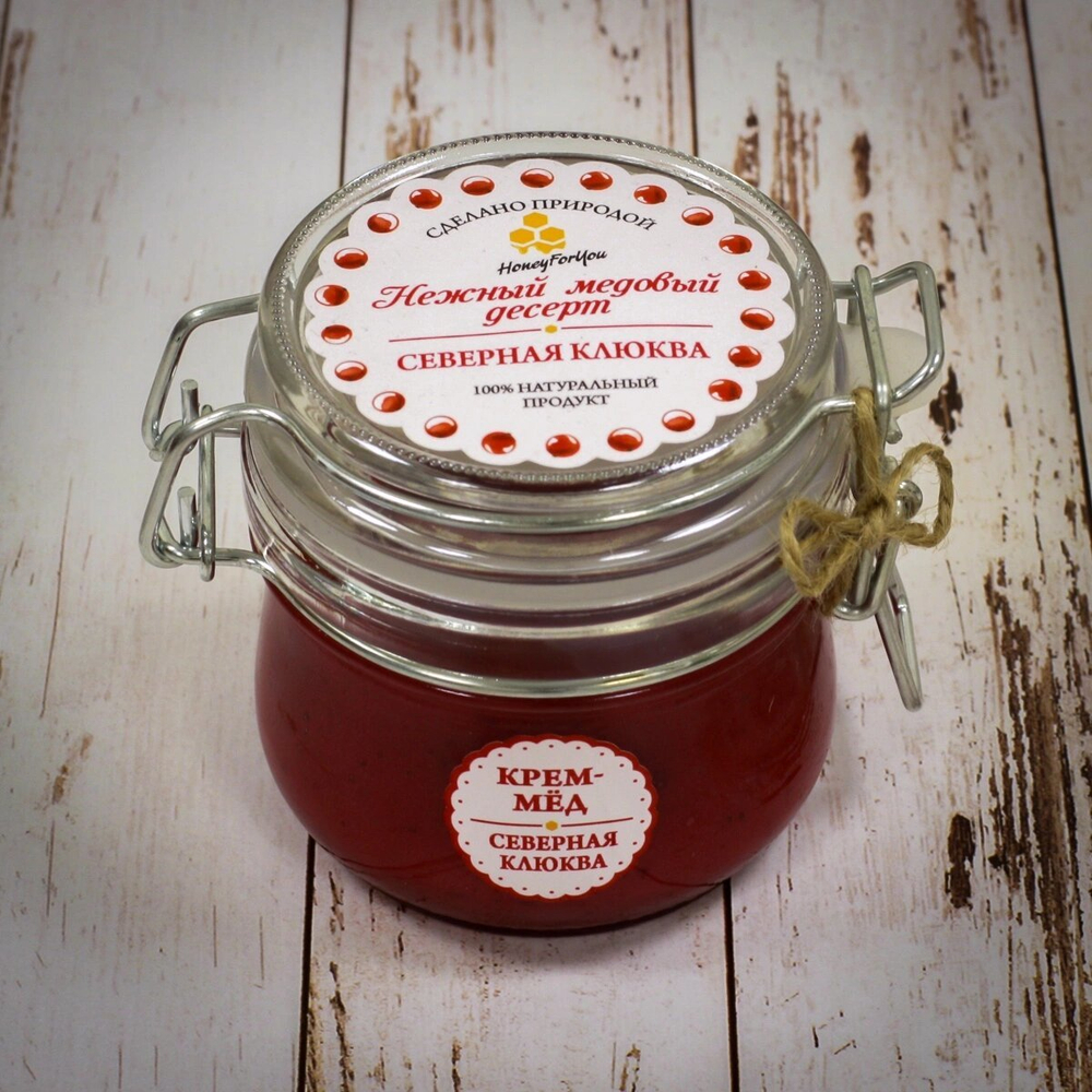 Нежный медовый десерт HoneyForYou "Северная клюква", мед-суфле