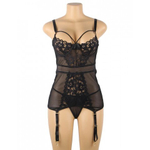 Прозрачный бэби-долл с кружевными вставками и подвязками, 3XL-4XL