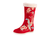 ABCFJG Stretch & Sock Boots Women"s White Red