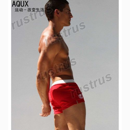Мужские плавки красные с белой резинкой с карманом спереди  Aqux 29905