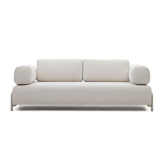 Трехместный диван Compo, бежевый, серый каркас