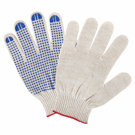 Перчатки хлопчатобумажные, КОМПЛЕКТ 100 пар, 10 класс, 40-42 г, 116 текс, ПВХ-точка, LAIMA ЛЮКС, БЕЛЫЕ