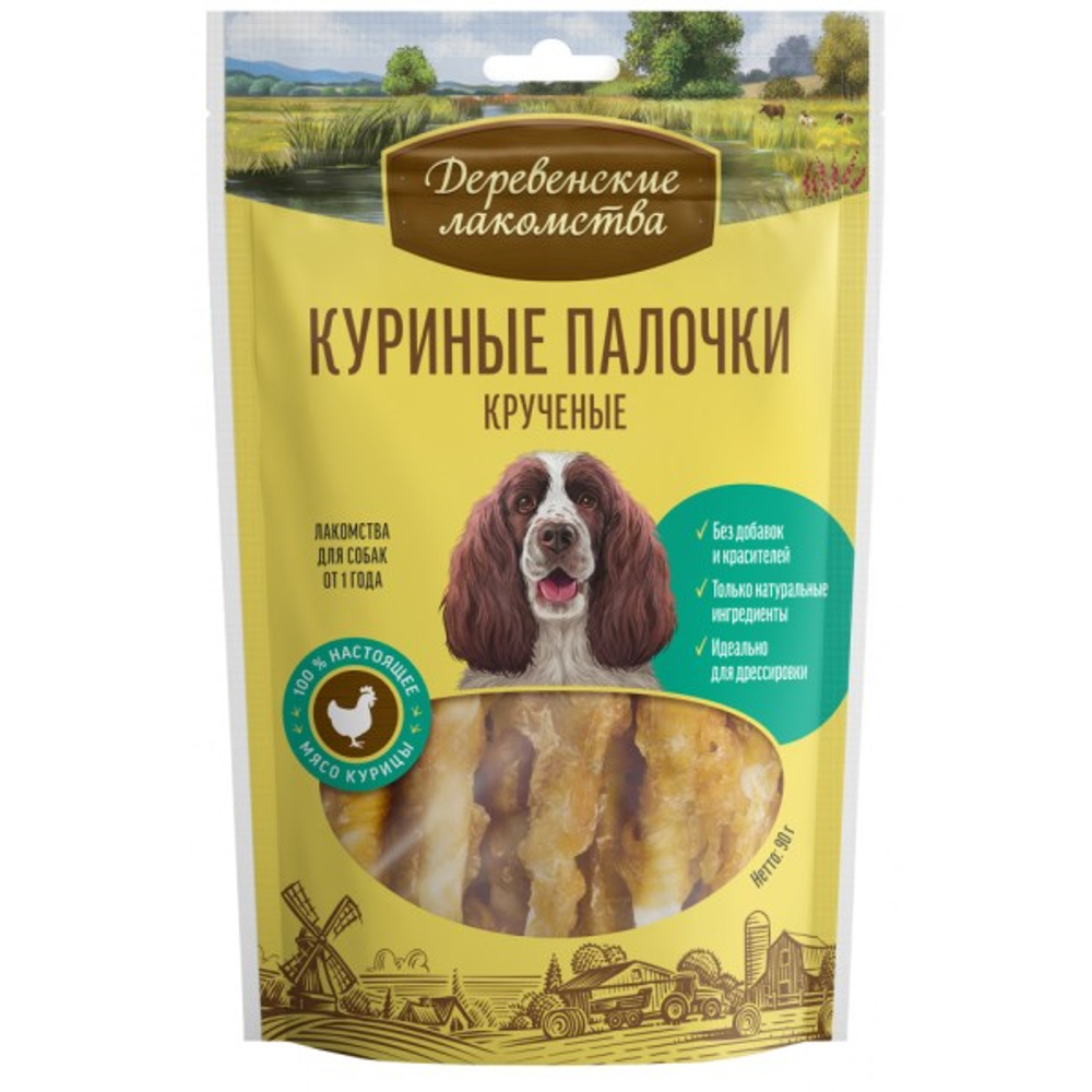 Деревенские лакомства куриные палочки крученые 90г
