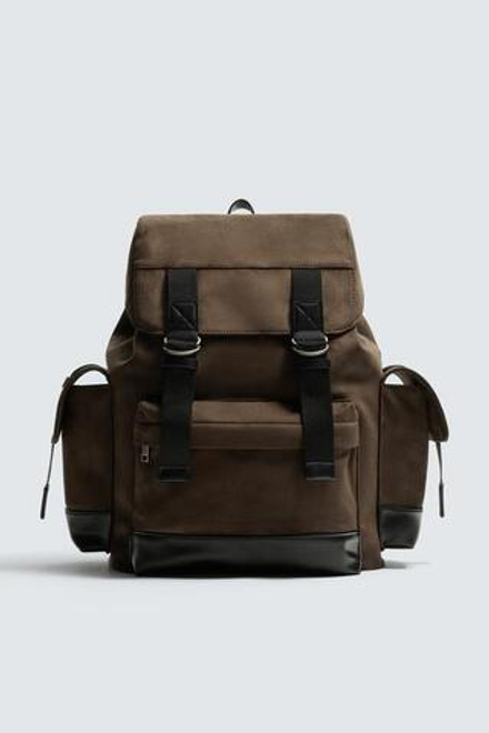 ZARA РЮКЗАК С КАРМАНАМИ, КОРИЧНЕВЫЙ