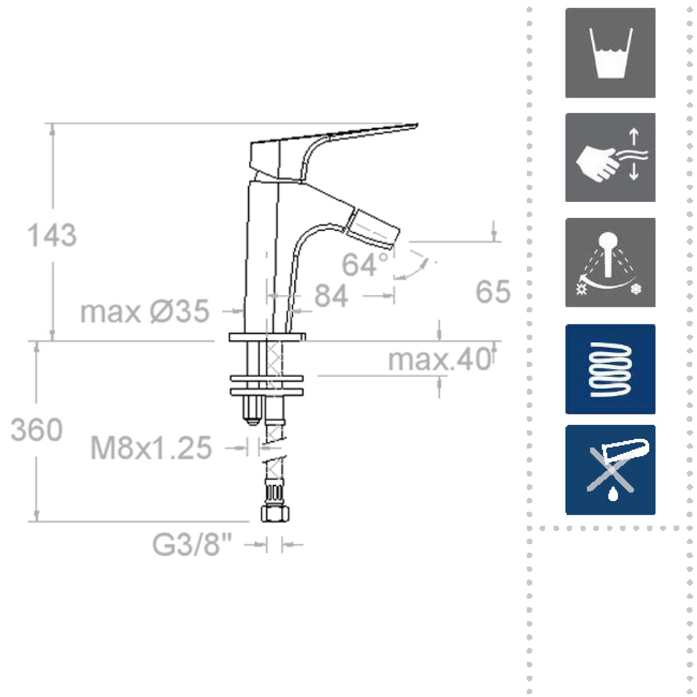 Смеситель для биде URBAN CHIC чёрный 210301NM