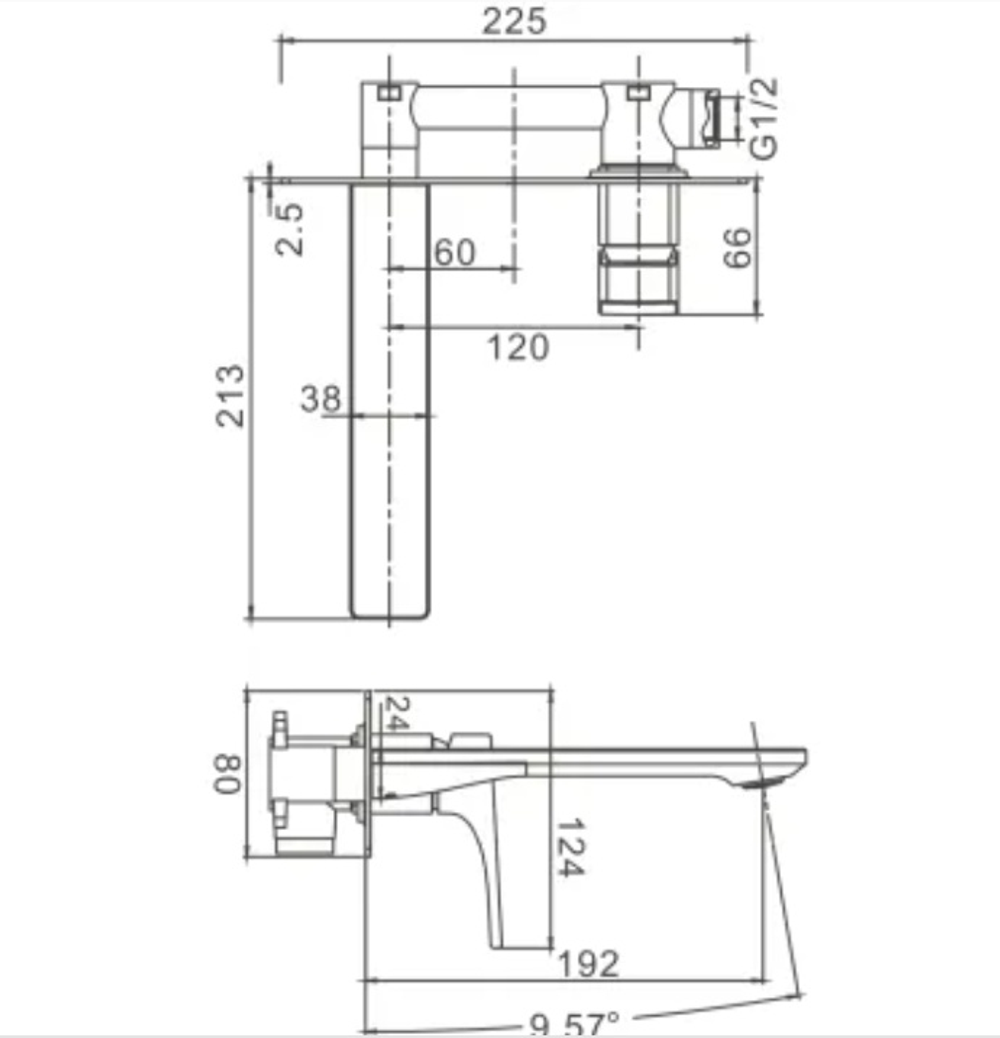 Смеситель для ванны BELZ B14709-3 встраевыемый, латунь, графит