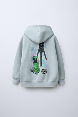 ZARA ХУДИ С ПРИНТОМ «МАЙНКРАФТ» © MOJANG AB.™, ЦВЕТ ЛЬДА